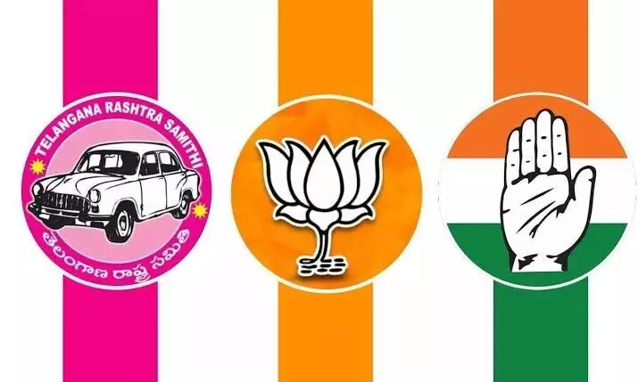 తెలంగాణలో త్రిముఖ పోటీ: ఫలితం ఎటు? తెలంగాణలో త్రిముఖ పోటీ: ఫలితం ఎటు?